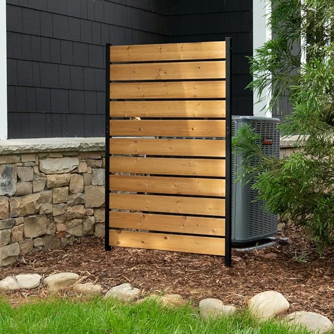 5ft H x 3.2ft W (1 Panel) No Dig Enclo Concord Cedar Wood Privacy Screen, Great to Hide Trash Cans, Decorative Patio Privacy Screen, Outdoor Privacy Fence Panel, Air Conditioner Fence, EC18022