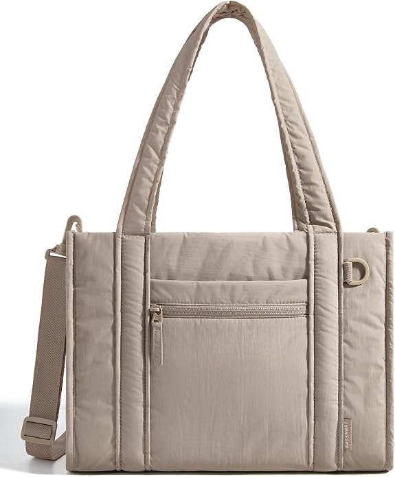 BAGSMART Boxy Tote Bag for Women, Crossbody Work Bag with Zipper | 3 Sizes Small Mini Tote Bag, Inner Tumbler Pocket Crush Bow Should Bag for Travel Work College