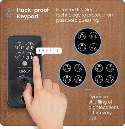 Lockly Secure Pro Smart Door Lock,Fingerprint Keyless Entry Door Lock,Apple Home Key Compatible,Auto Lock, App Remote Control,IP65 Waterproof,Easy Installation