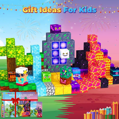 Magnetic Blocks Games Building Toys for 3-16 Year Old Boys Girls, Toddler Kids Magnetic Cubes Tiles Sensory Montessori Education Learning Travel Toys Ages 3+ Halloween Birthday Party Favors Gifts