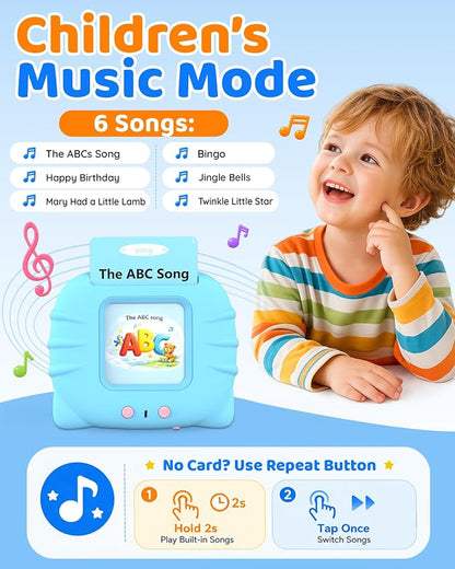 Aullsaty Talking Flash Cards for Toddlers 1-5 Years Old, Upgraded 536 Sight Words with 6 Songs Montessori Autism Sensory Toys, Educational Learning Speech Therapy Birthday Gifts for Boys Girls (Blue)