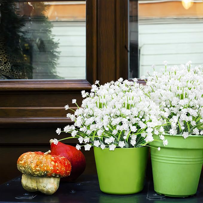 AGIRL 24 Bundles Artificial Flowers for Outdoor,No Fade Fake Plastic Flowers Faux Plants for Decoration Hanging Planters Indoor Outside Garden Porch Window Box Home Wedding Farmhouse