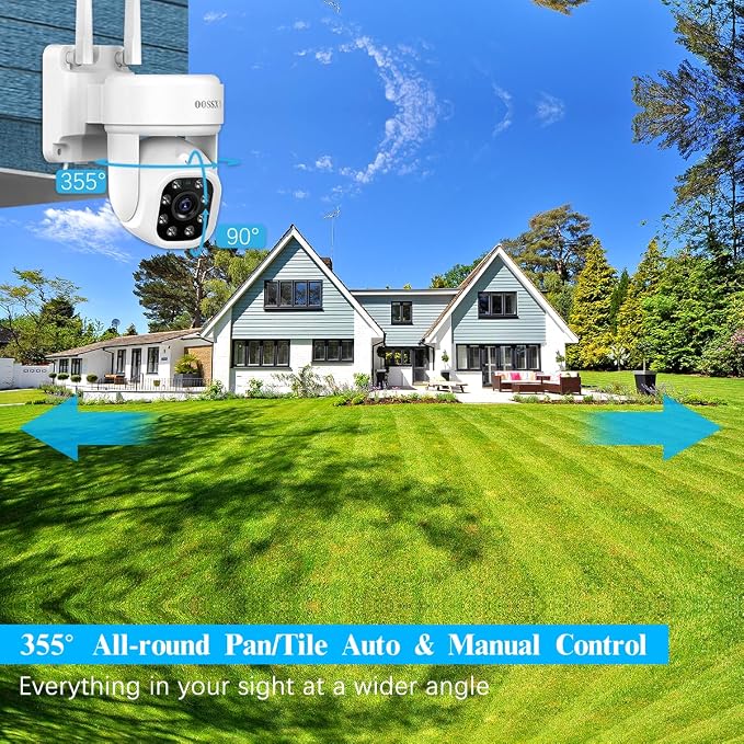 (2026 Update) 5MP PT Wireless Security Camera System with AI Human Tracking, Dual-Band 2.4G&5G WiFi, 130° Wide Angle, 2-Way Audio, No Monthly Fee, Outdoor Home Security Kit