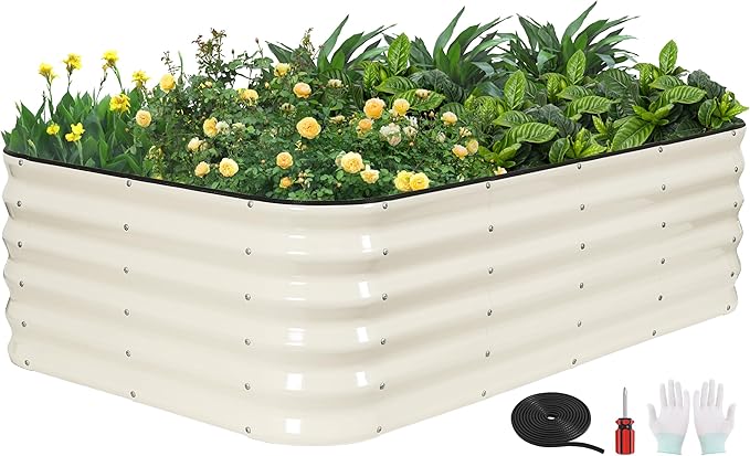 GoCampDriect 4 in 1 Raised Garden Bed - 5x3x1.4ft Galvanized Raised Garden Boxes Outdoor Corrosion Resistant | Variable Shape 6x2x1.4ft Metal Raised Garden Beds for Planting Vegetable, Fruits,Flower