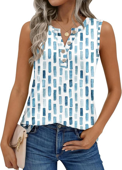 Zeagoo Womens Tank Tops Summer Sleeveless Tops Loose Button Henley Shirts Crew Neck Dress Casual 2026 Clothes