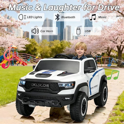 FINITO 4WD Kids 24V 4x4 Kids Ride On 2 Seater Police Truck, Remote Control Ride On Toy Car, Kids' Electric Ride On Truck, Kids' Side by Side Truck for Children Ages 3+, Powered Cars for Kids