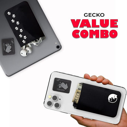 Phone Wallet - Adhesive Card Holder - Cell Phone Pouch - Stick on Lycra Pocket by Gecko - Carry Credit Cards and Cash