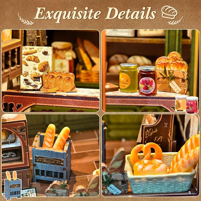 CUTEBEE Book Nook Kit, DIY Miniature House Kits for Adult and Teens, Dollhouse Booknook Tiny House, Bookshelf 3D Wooden Puzzle, DIY Craft Gifts for Family and Friends (Mrs.Hunt Bakery)