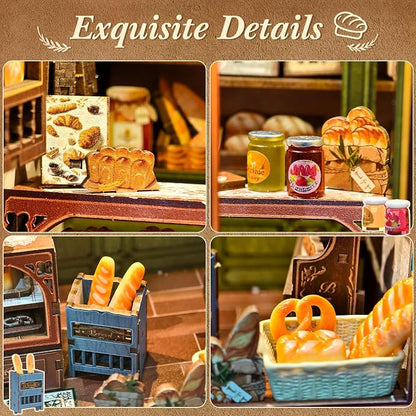 CUTEBEE Book Nook Kit, DIY Miniature House Kits for Adult and Teens, Dollhouse Booknook Tiny House, Bookshelf 3D Wooden Puzzle, DIY Craft Gifts for Family and Friends (Mrs.Hunt Bakery)