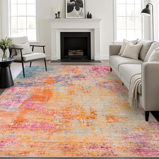 10x12 Area Rug Living Room Rug: Washable Modern Abstract Soft Thin Rug Indoor Floor No Slip Carpet for Bedroom Dining Room Farmhouse Nursery Home Office - Galaxy Haze