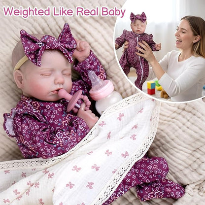 Aori 20 Inch Lifelike Reborn Baby Dolls - Realistic Weighted Newborn Sleeping Girl with Outfit, Soft Body Real Looking Baby Doll for Girls Age 3+, Pretend Play, Adoption Day, Collectible