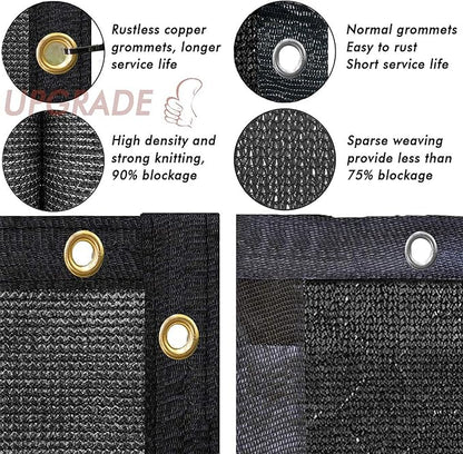 UPGRADE Privacy Fence Screen 4'x72' Black Outdoor 90% Visibility Blockage 170 GSM Mesh Shade Cover Panels for Backyard,Balcony,Home Decoration with Zip Ties,Customized Avaliable