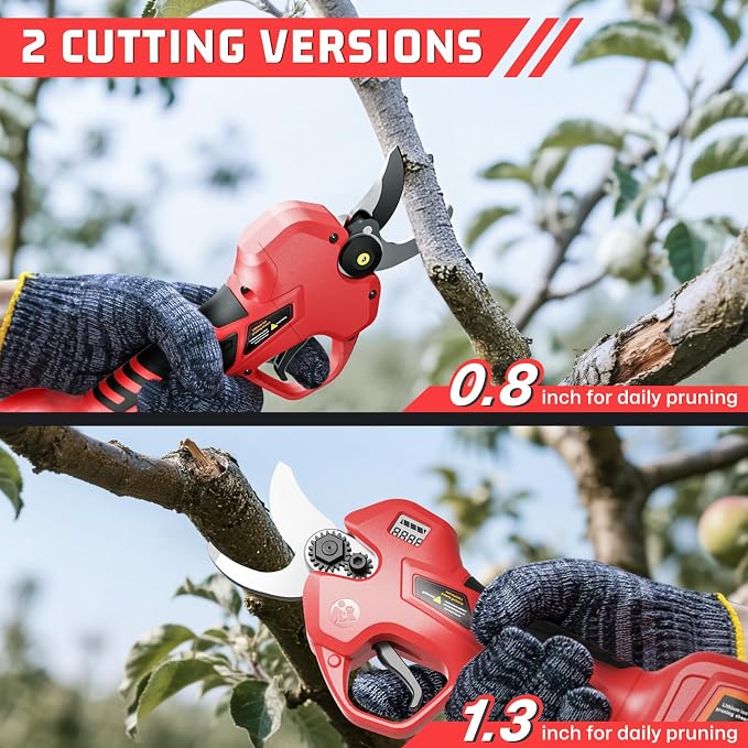 Electric Pruning Shears for Gardening,Garden Shears Cutter 0.5 Second Shear Speed 0.8-1.4"Cutting Diameter Brushless Trimming Branch,Pruning Shears with 6000 Cuts of 2 Rechargeable Battery