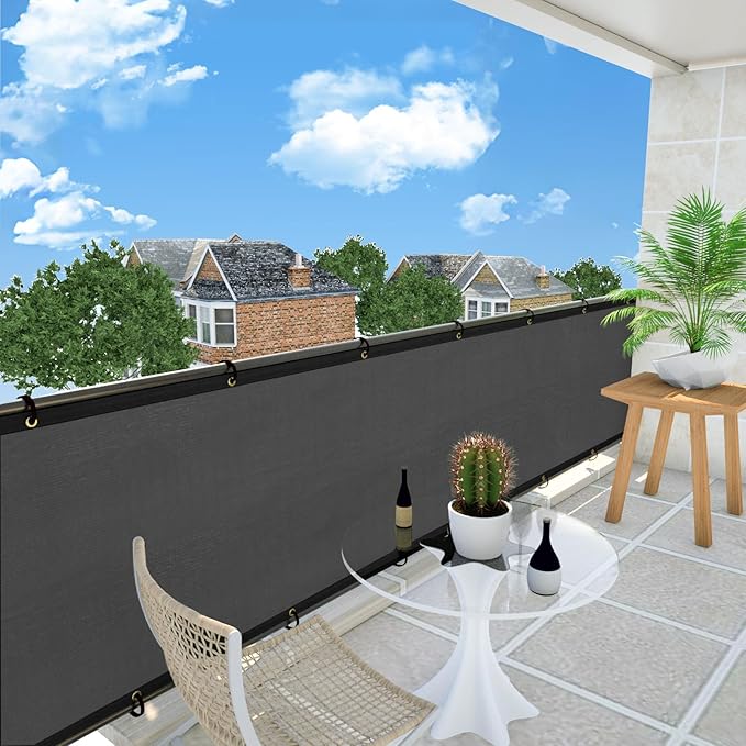 UPGRADE Privacy Fence Screen 5'x47' Dark Grey Outdoor 90% Visibility Blockage 170 GSM Mesh Shade Cover Panels for Backyard,Balcony,Home Decoration with Zip Ties,Customized Avaliable