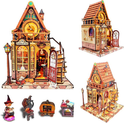 OZJAY DIY Miniature House Kit - 3D Wooden Puzzles for Adults | with LED Lights, Home Decor, Craft Gifts for Christmas Birthday Father's Day