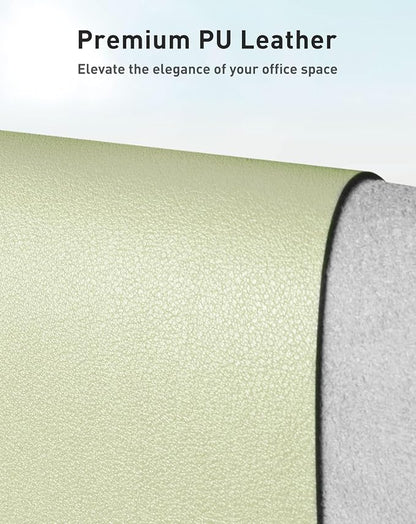 Aothia Faux Leather Desk Mat - Large Mouse Pad, Non-Slip PU Leather Blotter, Waterproof Writing Surface for Office and Home (Grass Green, 40" x 24")
