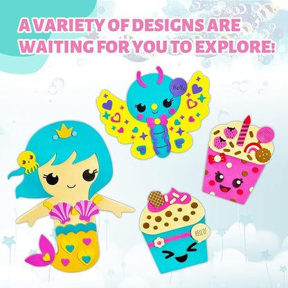 VKPI 4 Pieces EVA Foam Art Crafts Gift Kit, Creative Make Your Own Cupcakes, Cartoon Foam Paper Craft Projects for Kids Ages 4+ Toddler, Preschool Learning Toy for Birthday Party Favor Supplies