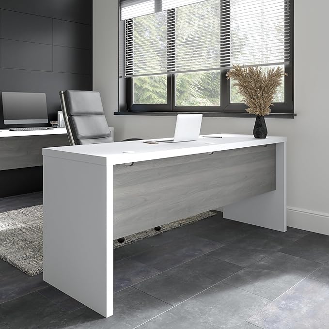 Bush Business Furniture Echo Computer Desk, 72W, Pure White and Shiplap Gray
