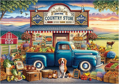 Rocorose Jigsaw Puzzles for Adults 1000 Pieces, Country Shop Puzzle Challenging Game Night Jigsaw Puzzle with Families Great Gift Home Decoration Fruits and Vegetables Large Puzzles