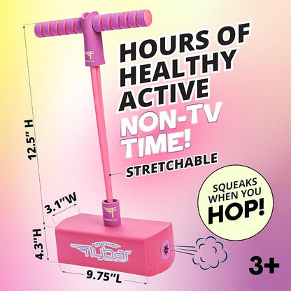 Flybar My First Foam Pogo Jumper for Kids Fun and Safe Pogo Stick for Toddlers, Durable Foam and Bungee Jumper for Ages 3 and up, Supports up to 250lbs (Pink)