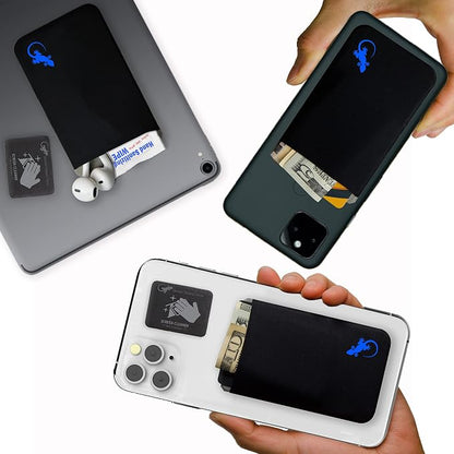 Phone Wallet - Adhesive Card Holder - Cell Phone Pouch - Stick on Lycra Pocket by Gecko - Carry Credit Cards and Cash