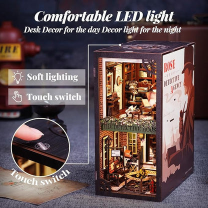 CUTEBEE Book Nook Kit - DIY Miniature House Dollhouse Kit for Adult and Teens, Booknook Bookshelf Decor Alley Model Build with LED Light, Gifts for Family and Friends