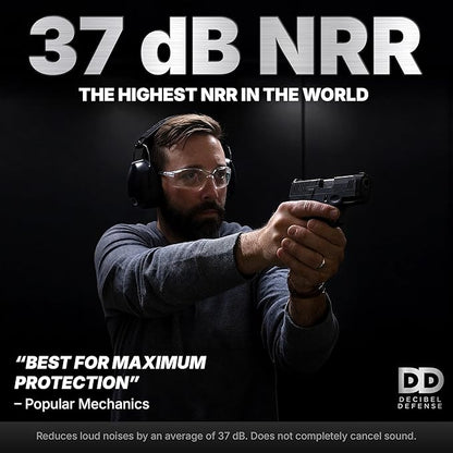 DECIBEL DEFENSE Professional Safety Ear Muffs 37dB NRR - The HIGHEST Rated & MOST COMFORTABLE Ear Protection for Shooting & Industrial Use - THE BEST HEARING PROTECTION GUARANTEED (EXTRA LARGE)
