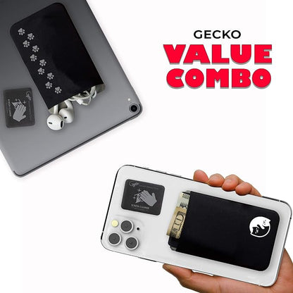 Phone Wallet - Adhesive Card Holder - Cell Phone Pouch - Stick on Lycra Pocket by Gecko - Carry Credit Cards and Cash