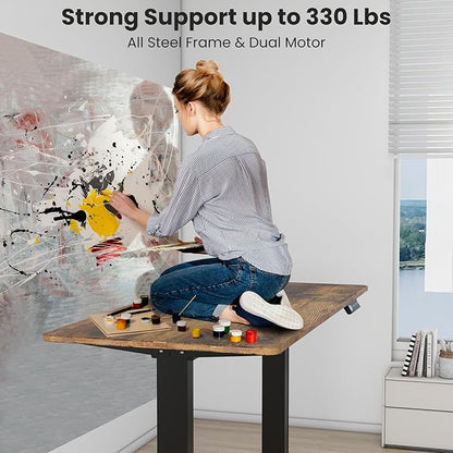 Dual Motor Standing Desk Frame- Heavy Duty Electric Desk Legs, Adjustable Desk Base, Sit Stand Up Desk Frame with Memory Controller for 43''-70'' Desktop, Home & Office DIY Workstation