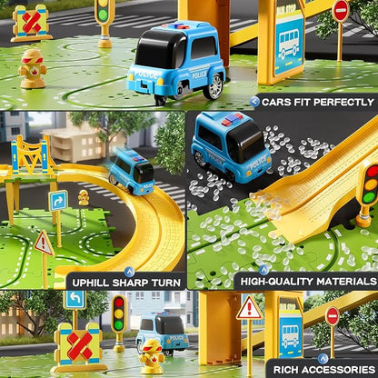 2-Tier Large Puzzle Race Car Track Set for Kids 3-5, Puzzle Tracks Car Play Set, Race Tracks Toys for Toddler Boys 3 4 5 6 Year Old, Birthday Gifts for Kids 3 4 5 6 7 8 Year Old Boys Girls