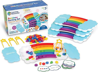Learning Resources Rainbow Sorting Set Classroom Edition - Toddler Sensory Bin Toys, Montessori Fine Motor Skills, Color Shape Sorter Games, Preschool and Homeschool , Back to School, Teacher Gifts