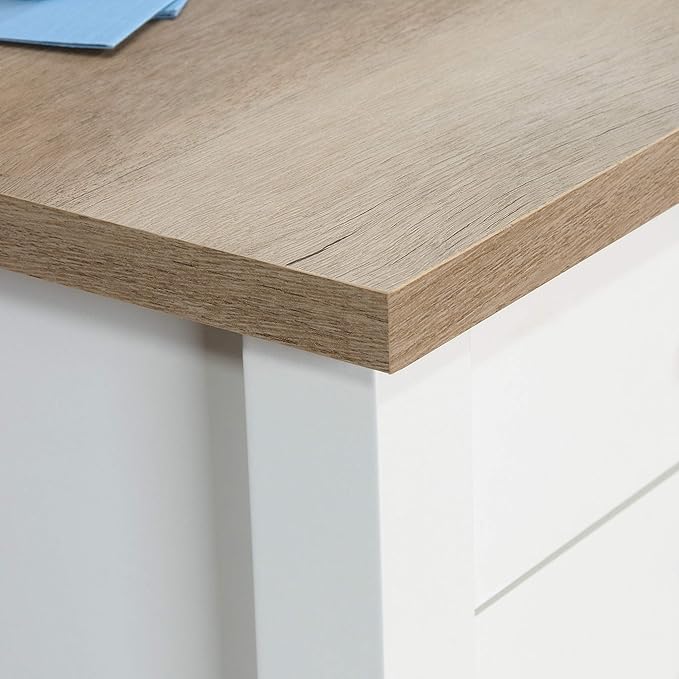 Sauder Cottage Road L-Desk, L: 65.12" x W: 58.66" x H: 29.76", Soft White Finish