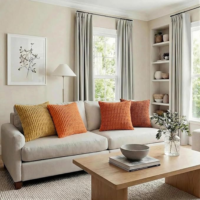 Fancy Homi 4 Packs Decorative Throw Pillow Covers for Living Room Couch Bed, Modern Farmhouse Boho Home Décor Accent Cushion Case, 22" x 22", Burnt Orange Series