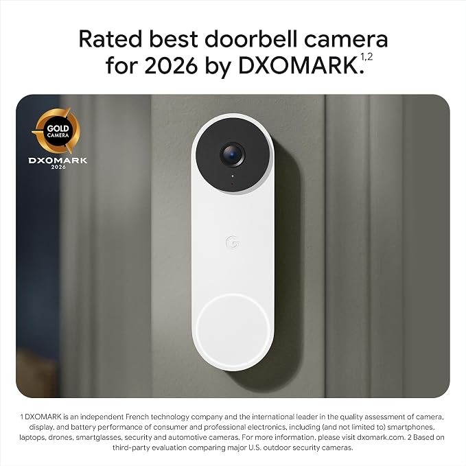Google Nest Doorbell (Wired, 3rd Gen) - 2K Video, Live View - 2025 - Linen | Video doorbell, 2K HDR, intelligent alerts, color night vision, 2-way audio, works with Google Home & Gemini