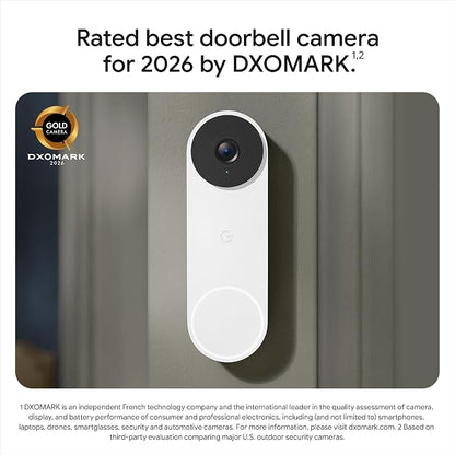 Google Nest Doorbell (Wired, 3rd Gen) - 2K Video, Live View - 2025 - Hazel | Video doorbell, 2K HDR, intelligent alerts, color night vision, 2-way audio, works with Google Home & Gemini