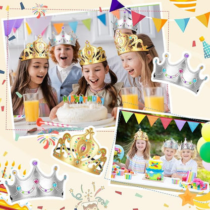 Yaomiao 22 pack DIY Crowns Set Include 12 Pcs Foam Princess Crowns and 10 Pcs Diamond Sticker for Kids