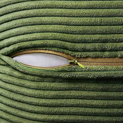 MIULEE Spring Decorative Throw Pillow Covers for Couch Bed Livingroom 16x16 Inch Set of 2 Moss Green Boho Accent Throw Pllows Broadside Striped Patchwork Soft Corduroy Summer Pillowcases