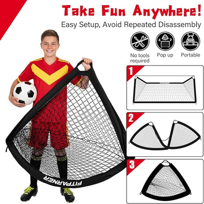 Soccer Goal,Backyard Soccer Goals for Kids 2 Pack,4x3/6x4 FT Portable Toddler Soccer Nets with Target,Ball & Cones,Soccer Training Equipment for Kids Youth Outdoor Games,Sports,Play
