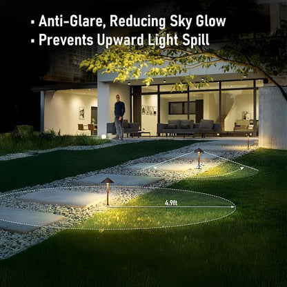 LEONLITE 12-Pack 5CCT LED Low Voltage Landscape Path Lights, 12-24V AC/DC | 3W 120LM, CRI90, ETL Listed, Cast Aluminum, IP65, 1800K/2700K/3000K/4000K/5000K, Wired Pathway Lights, for Yard Lawn