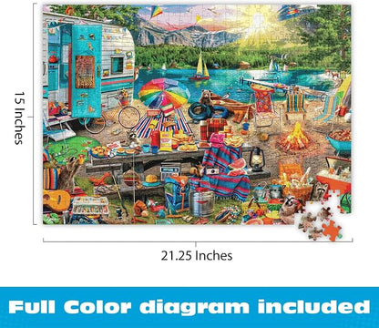 Buffalo Games Aimee Stewart - Family Campsite - Look Closer - 500 Piece Jigsaw Puzzle - 21.25 x 15 in - Hidden Images - Reference Poster - Adult Puzzles