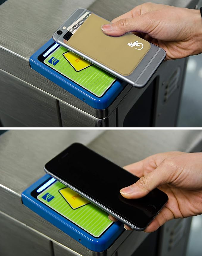 Phone Wallet - Adhesive Card Holder - Cell Phone Pouch - Stick on Lycra Pocket by Gecko - Carry Credit Cards and Cash