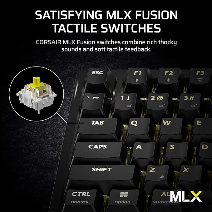 Corsair K65 Plus Wireless 75% RGB Hot-Swappable Mechanical Gaming Keyboard – Pre-Lubricated MLX Fusion Tactile Switches – Dual-Layer Sound Dampening – PBT Keycaps – QWERTY NA – Black