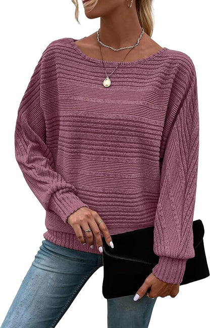 Womens Long Sleeve Shirts Crewneck Tunic Tops Pullover Sweaters Business Casual Blouses Fall Fashion 2026