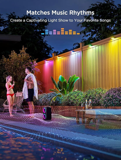 Govee 72ft RGBIC Outdoor Deck Lights, 4000K White Light, IP65 Smart Lights | 60+ scene modes, -4°F to 104°F, APP Remote or Voice Control, Work with Alexa, Matter, Google Home, Music Mode, Patio Decor