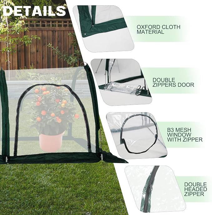 Portable Tunnel Greenhouse for Outdoors - Transparent Mini Greenhouses Ideal for Backyards and Outdoor Vegetable Cultivation (3M)