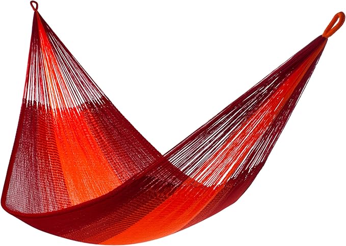 Handwoven Hammock by Yellow Leaf Hammocks - Double Size, Fits 1-2 PPL, 400lb max - Weathersafe, Super Strong, Easy to Hang, Ultra Soft, Artisan Made - Color: Red - Orange