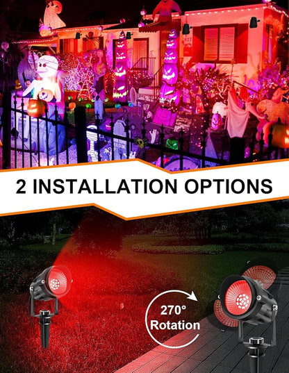 Red Landscape Lights Outdoor, 14 LED Landscape Lighting with US Plug, IP65 Waterproof Spotlights for Tree Yard Garden Pathway Halloween Christmas Decor 4 Pack