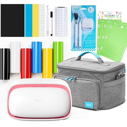 Likcut Vinyl Cutter Machine Creator Bundle with Carrying Case & Accessories, User-Friendly Sticker Maker Set, Portable Vinyl Printer for Sticker Joy Craft & Home Decor, School Project