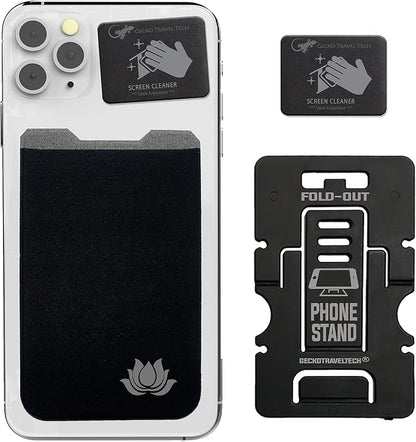 Phone Wallet - Adhesive Card Holder - Cell Phone Pouch - Stick on Lycra Pocket by Gecko - Carry Credit Cards and Cash