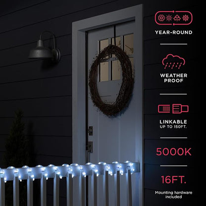 UltraPro LED Rope Lights, 16ft Classic Clear Rope, Cool White Light 5000K, Indoor/Outdoor, Flexible, Linkable, Durable, Rope Lights Outdoor, 54842